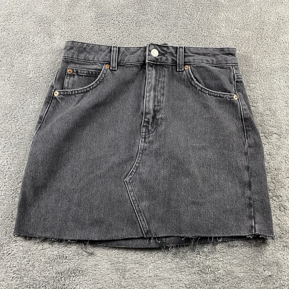 Topshop Jean Cutoff Mini Skirt Womens 6 Gray